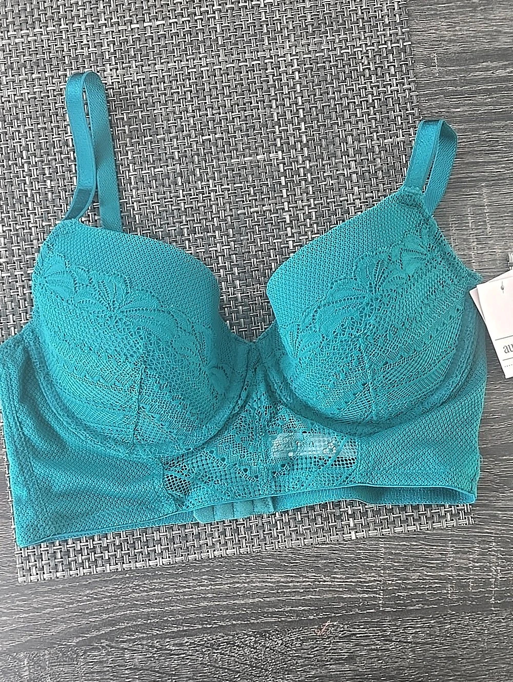 Auden Lightly Lined Demi Coverage Long Line Bra Long Line Bra in Blue 36B NWT